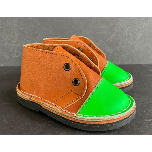 Brother Vellies Minis Leather Chukkas Brown & Green Baby Toddler Size 5  $150 - Picture 2 of 12